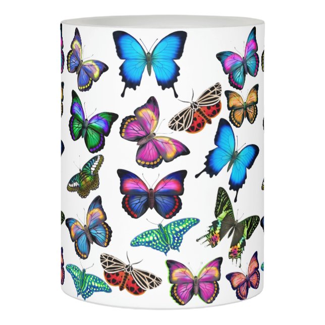Colorful Butterflies Flameless Pillar Candle (Front)