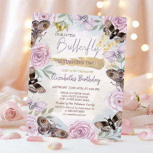 Colorful  Butterflies Flowers Birthday   Invitation