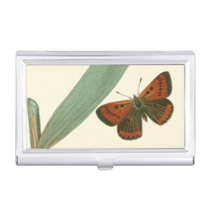 Colorful Butterflies Fluttering Around a Leaf Business Card Holder