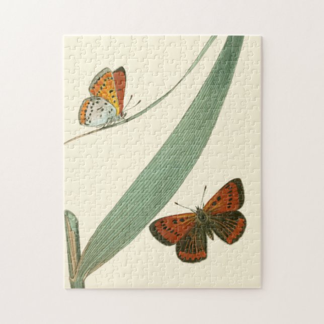 Colorful Butterflies Fluttering Around a Leaf Jigsaw Puzzle (Vertical)