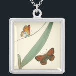Colorful Butterflies Fluttering Around a Leaf Silver Plated Necklace<br><div class="desc">An uncluttered print of two colorful butterflies fluttering around a leaf. While the piece is simple it is dazzling in its beauty. Give this as a gift to a loved one,  or spoil yourself!</div>