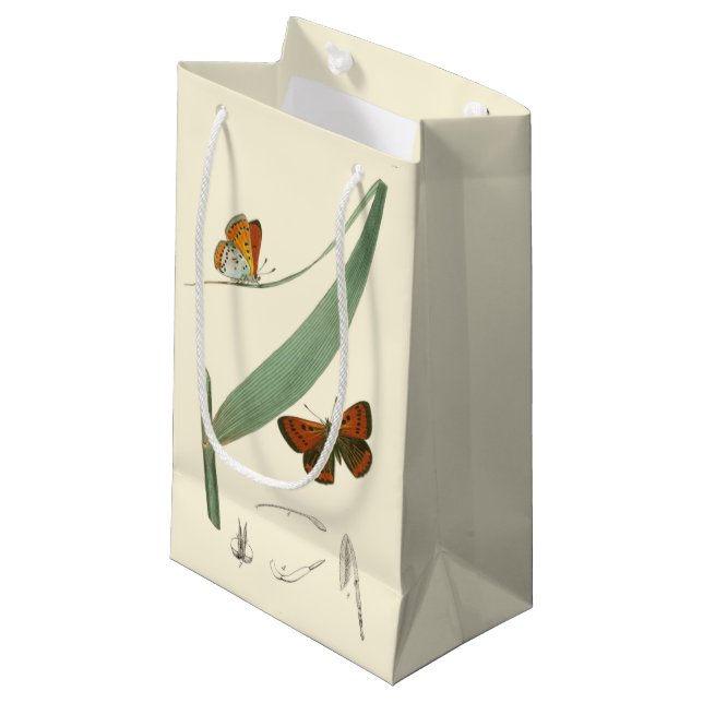 Colorful Butterflies Fluttering Around a Leaf Small Gift Bag (Front Angled)