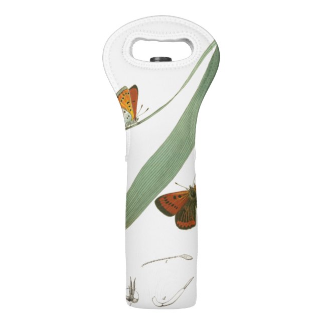 Colorful Butterflies Fluttering Around a Leaf Wine Bag (Back)