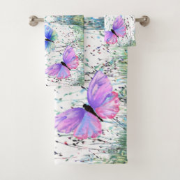 Colorful Butterflies Flying Bath Towel Set