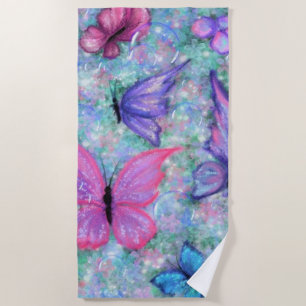 Colorful Butterflies Flying Beach Towel - Joy
