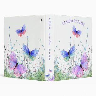 Colorful Butterflies Flying Binder Personalized