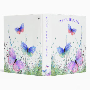 Colorful Butterflies Flying Binder Personalized