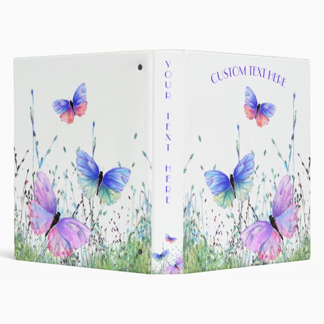 Colorful Butterflies Flying Binder Personalized (Background)