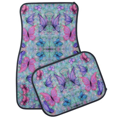 Colorful Butterflies Flying Car Floor Mat Spring