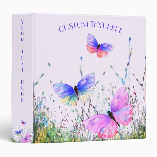 Colorful Butterflies Flying in Nature Binder