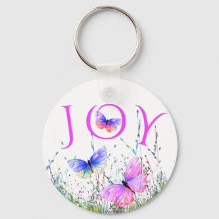 Colorful Butterflies Flying in Nature Keychain Joy