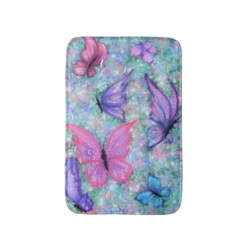 Colorful Butterflies Flying _ Joy Bath Mat