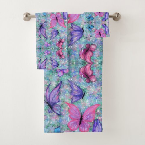 Colorful Butterflies Flying _ Joy _ Bath Towel Set