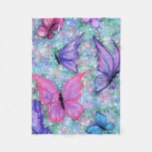 Colorful Butterflies Flying _ Joy Fleece Blanket