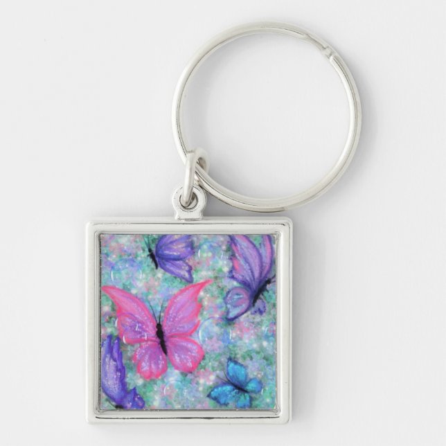 Colorful Butterflies Flying - Joy Keychain (Front)