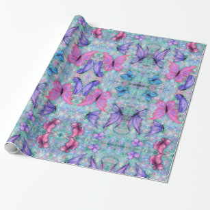 Colorful Butterfly Pattern All Occasion Wrapping Paper Sheets