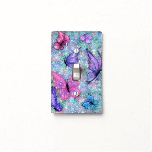 Colorful Butterflies Flying Light Switch Cover