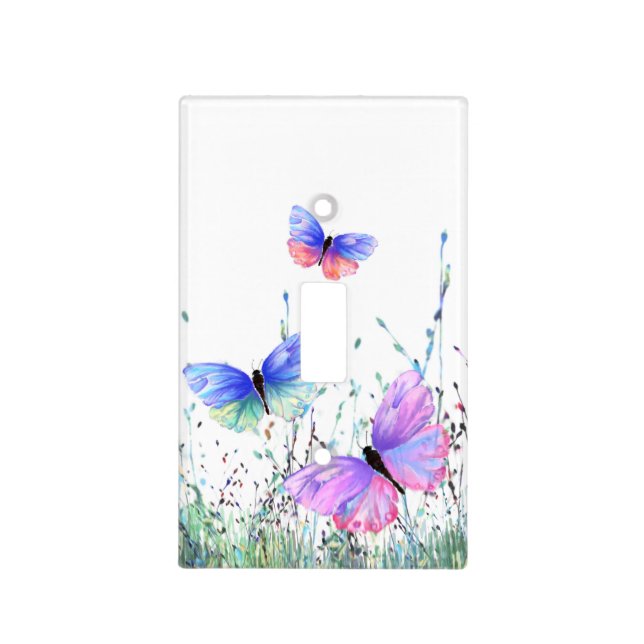 Colorful Butterflies Flying Light Switch Cover (Front)