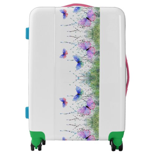 Colorful Butterflies Flying Luggage