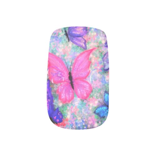Colorful Butterflies Flying Minx Nail Art Spring