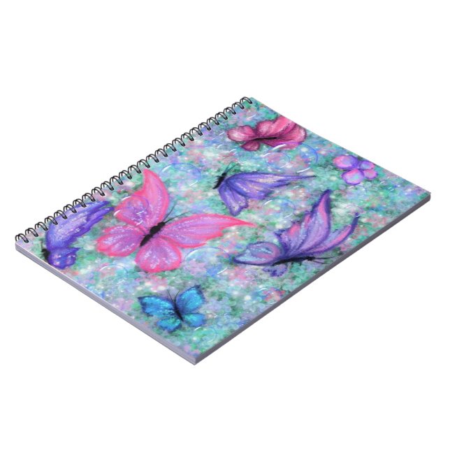 Colorful Butterflies Flying Notebook (Left Side)