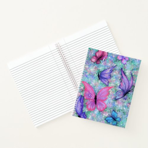 Colorful Butterflies Flying Notebook Spring