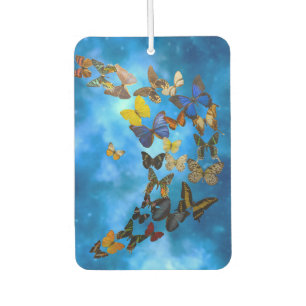 Colorful Butterflies Flying Over Blue Clouds Rug Air Freshener