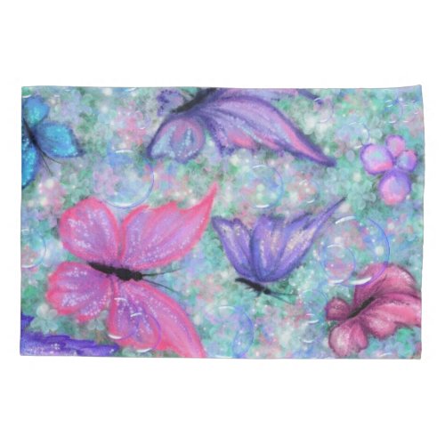 Colorful Butterflies Flying Pillow Case Spring Joy