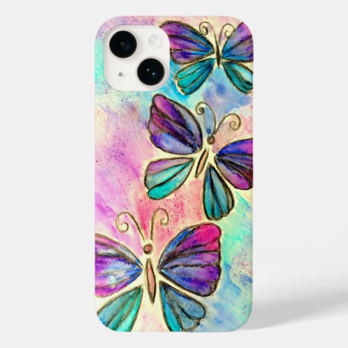 Colorful Butterflies Flying Purple Pink Colors Case_Mate iPhone 14 Case