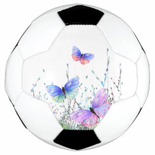 Colorful Butterflies Flying Soccer Ball Spring Joy