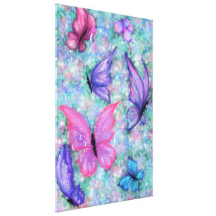 Abstract Butterfly Canvas Print Wall Art Blue Green Purple Blends A1 A2 A3 New
