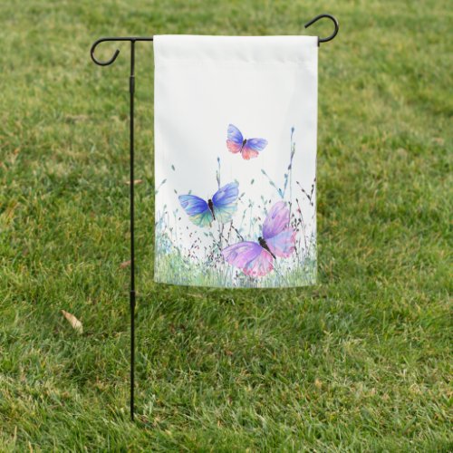 Colorful Butterflies Flying Spring Garden Flag