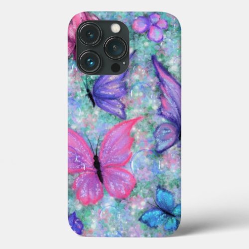 Colorful Butterflies Flying _ Spring Joy _ Drawing iPhone 13 Pro Case