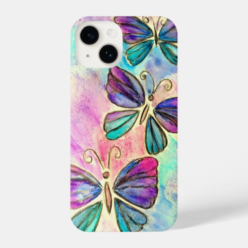 Colorful Butterflies Flying Spring Joy Purple Pink iPhone 14 Case