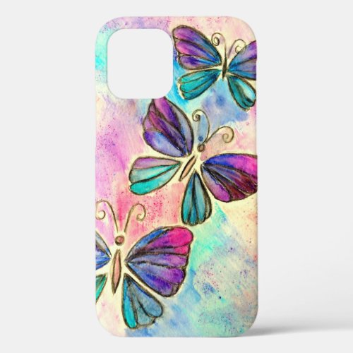 Colorful Butterflies Flying _ Spring _ Watercolor iPhone 12 Case