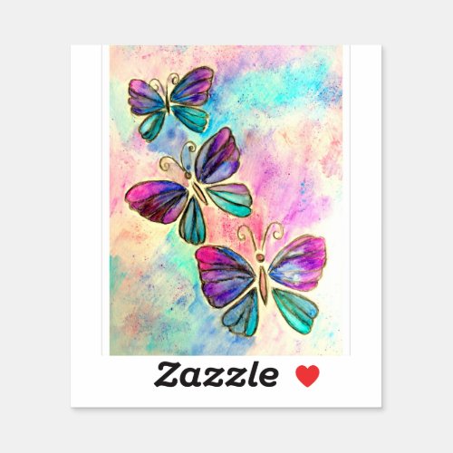 Colorful Butterflies Flying _ Spring _ Watercolor Sticker