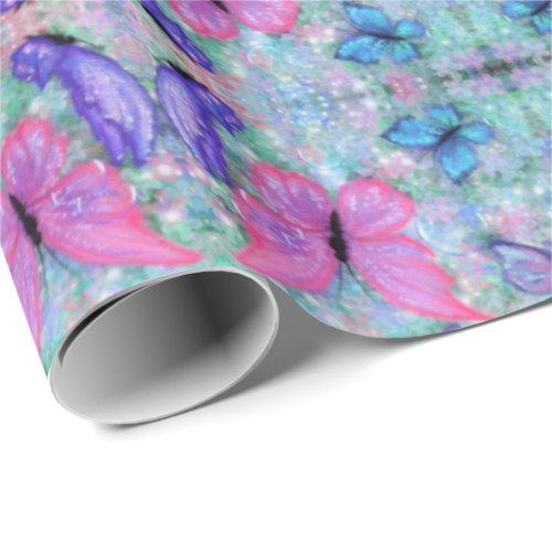Colorful Butterflies Flying _ Spring _ Wrapping Paper