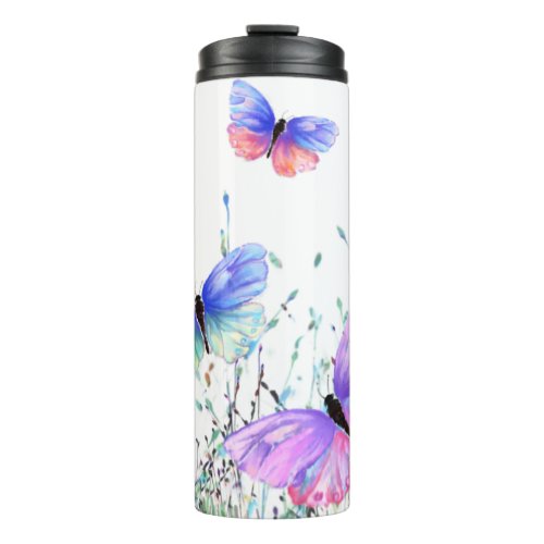 Colorful Butterflies Flying Thermal Tumbler