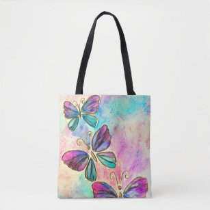 Colorful Butterflies Flying Tote Bag Spring