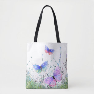 Colorful Butterflies Flying Tote Bag Spring Joy