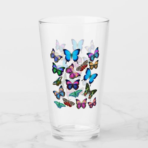 Colorful Butterflies Glass Tumbler