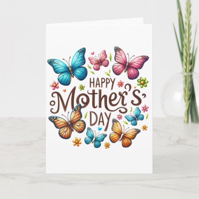 Colorful Butterflies Happy Mother's Day  Holiday Card (Front)
