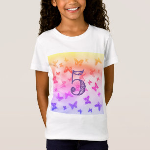 Colorful butterflies Heart 5th Birthday girl T-Shirt