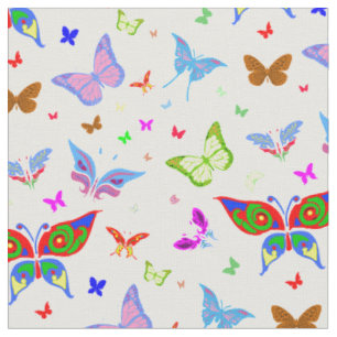 Colorful Butterflies In Flight Festive Pattern Fabric