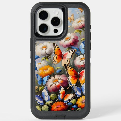 Colorful butterflies in garden iPhone 15 pro max case