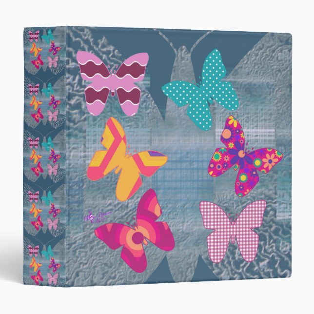 Colorful Butterflies in Silhouette Binder (Front/Spine)