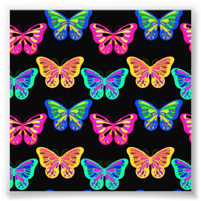 Colorful Butterflies Lepidopterous Vaporwave Photo Print (Front)
