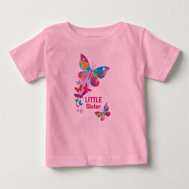 Colorful Butterflies LITTLE Sister Shirt (Front)