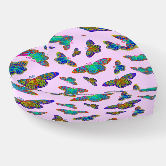 Colorful butterflies on baby pink  paperweight (Angled)