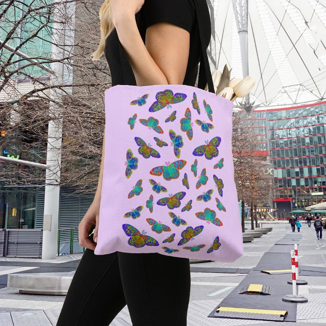 Colorful butterflies on baby Pink  Tote Bag (Creator Uploaded)